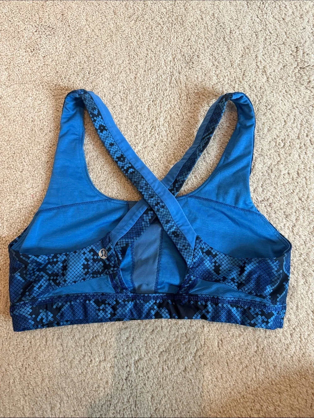 lululemon athletica Blue & Black Patterned Sports Bra (No padding)